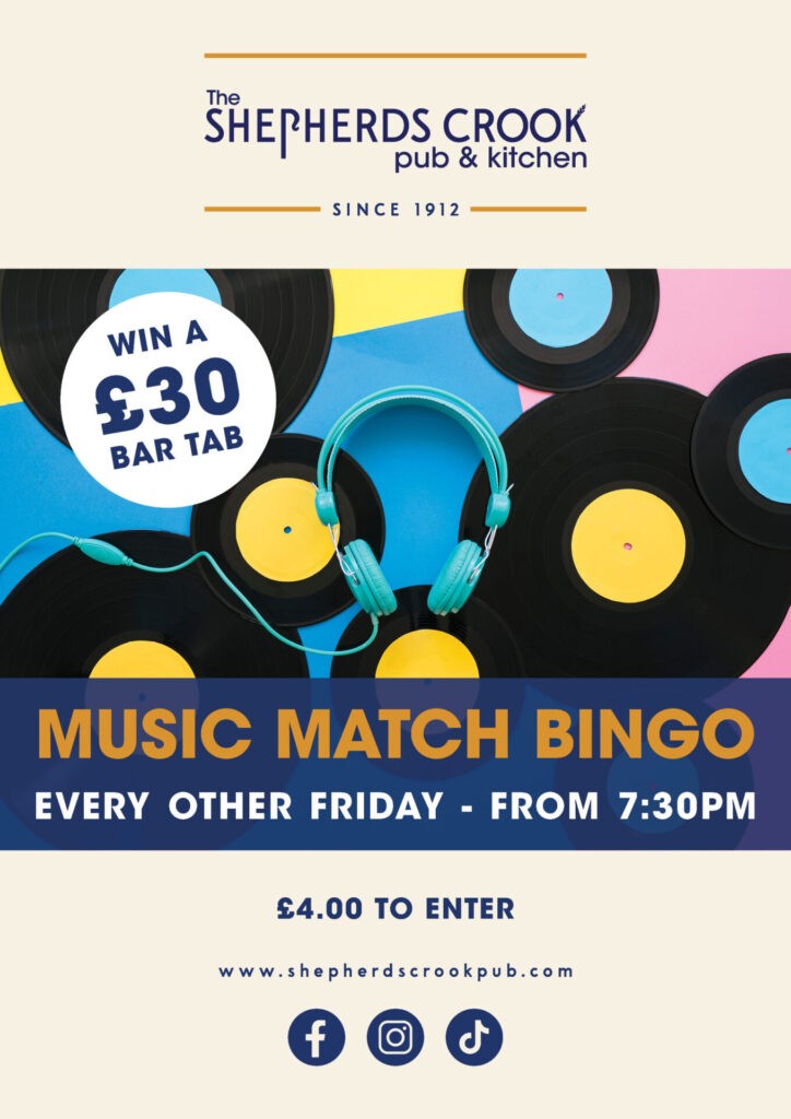 Music Match Bingo Every Other Fhursday from 7.30pm